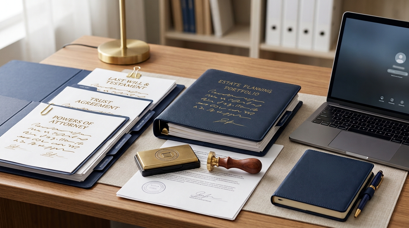 Legal document specialist helping organize estate planning paperwork