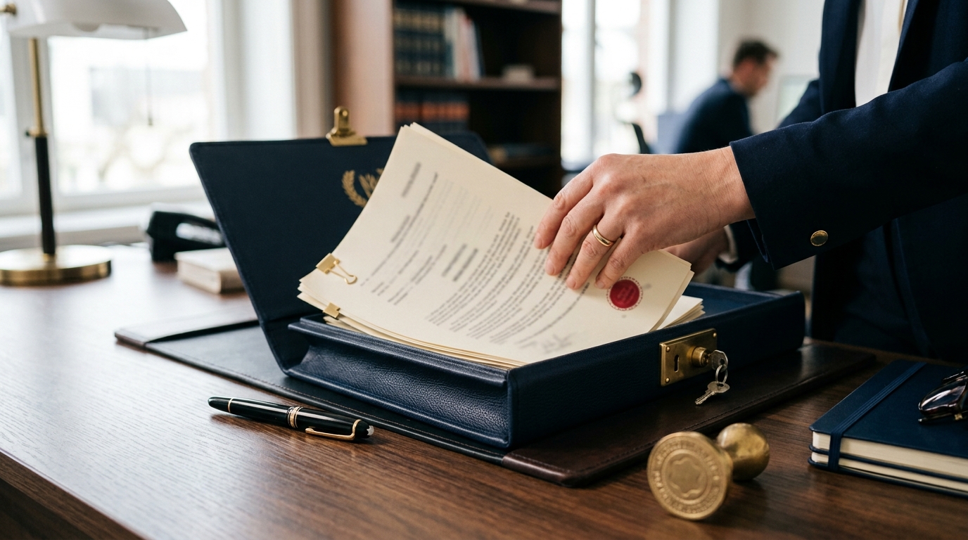 Sensitive legal documents stored securely in a locked folder