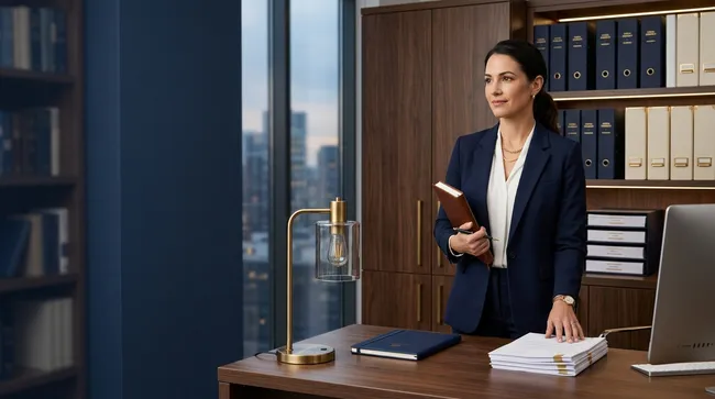 Legal document specialist in a professional office setting