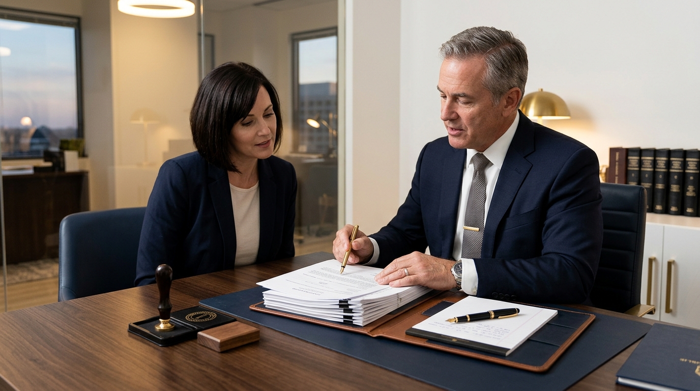 Power of attorney document being reviewed before signing